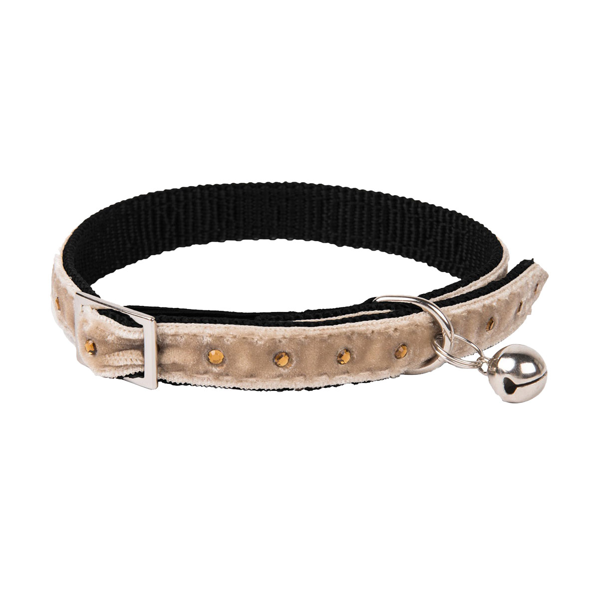 COLLIER CHAT STRASS BEIGE