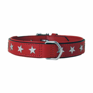 COLLIER CUIR ROUGE ETOIL.20MM 33-37