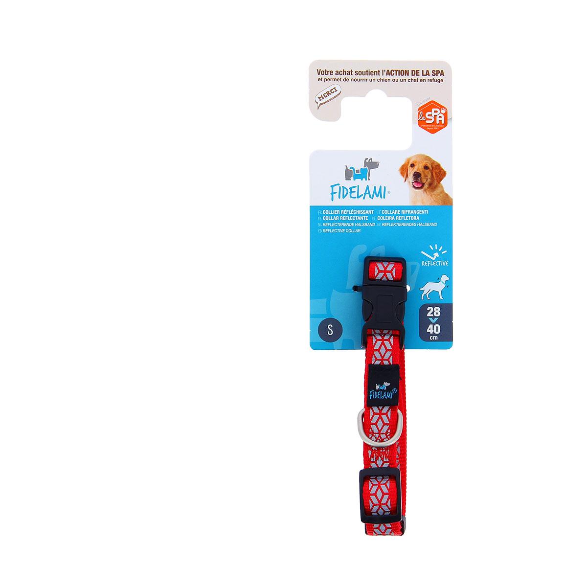 COLLIER MOTIF REFLECH.ROUGE 28-40CM