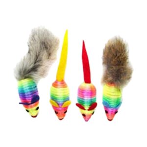 JOUET CHAT 4 SOURIS ARC EN CIEL