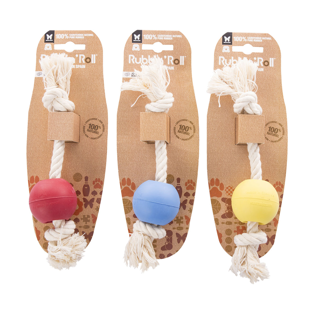 JOUET RUBB' N ROLL BALLE/CORDE