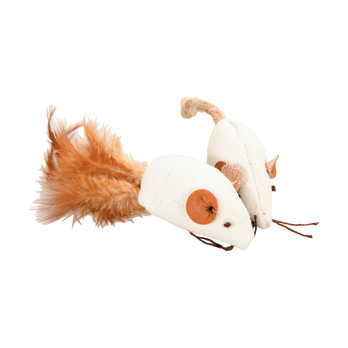 JOUET SOURIS PLUME/CORDE X2